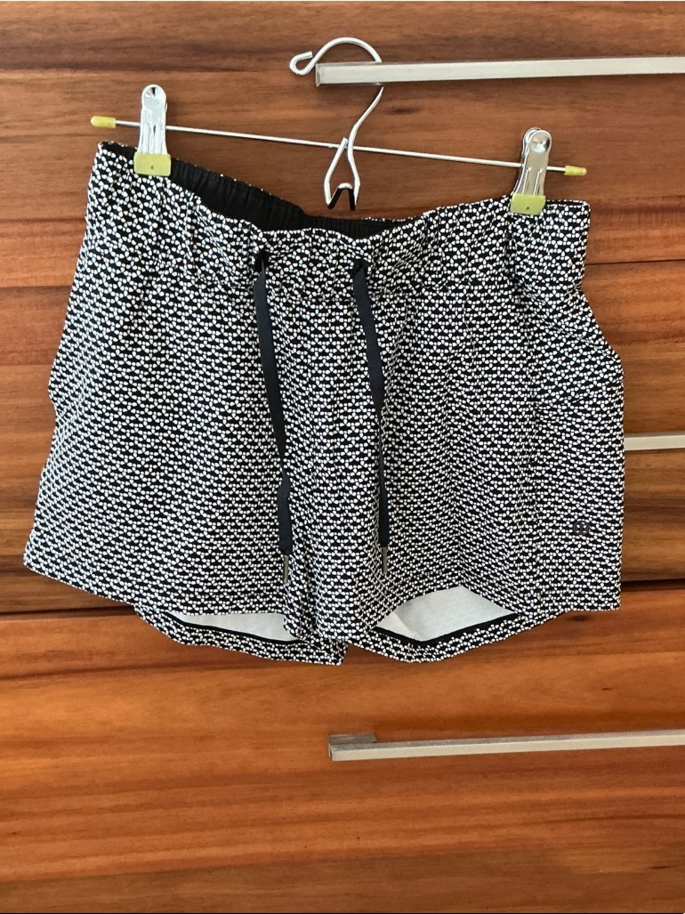 lululemon athletica Black & White Patterned Athletic Drawstring Shorts
